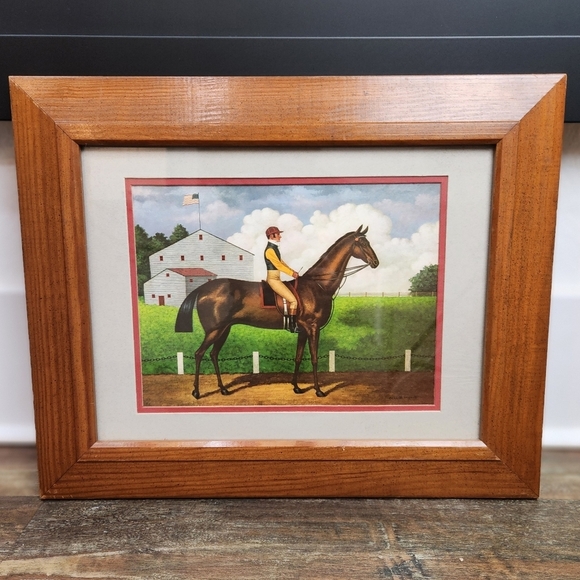 Charles Wysocki Vintage Racing Horse Prints Framed Wall Accessory Equestrian - Picture 1 of 8